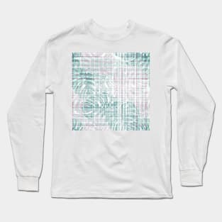 Seamless Pattern Leaves And Lines Faded Background Long Sleeve T-Shirt